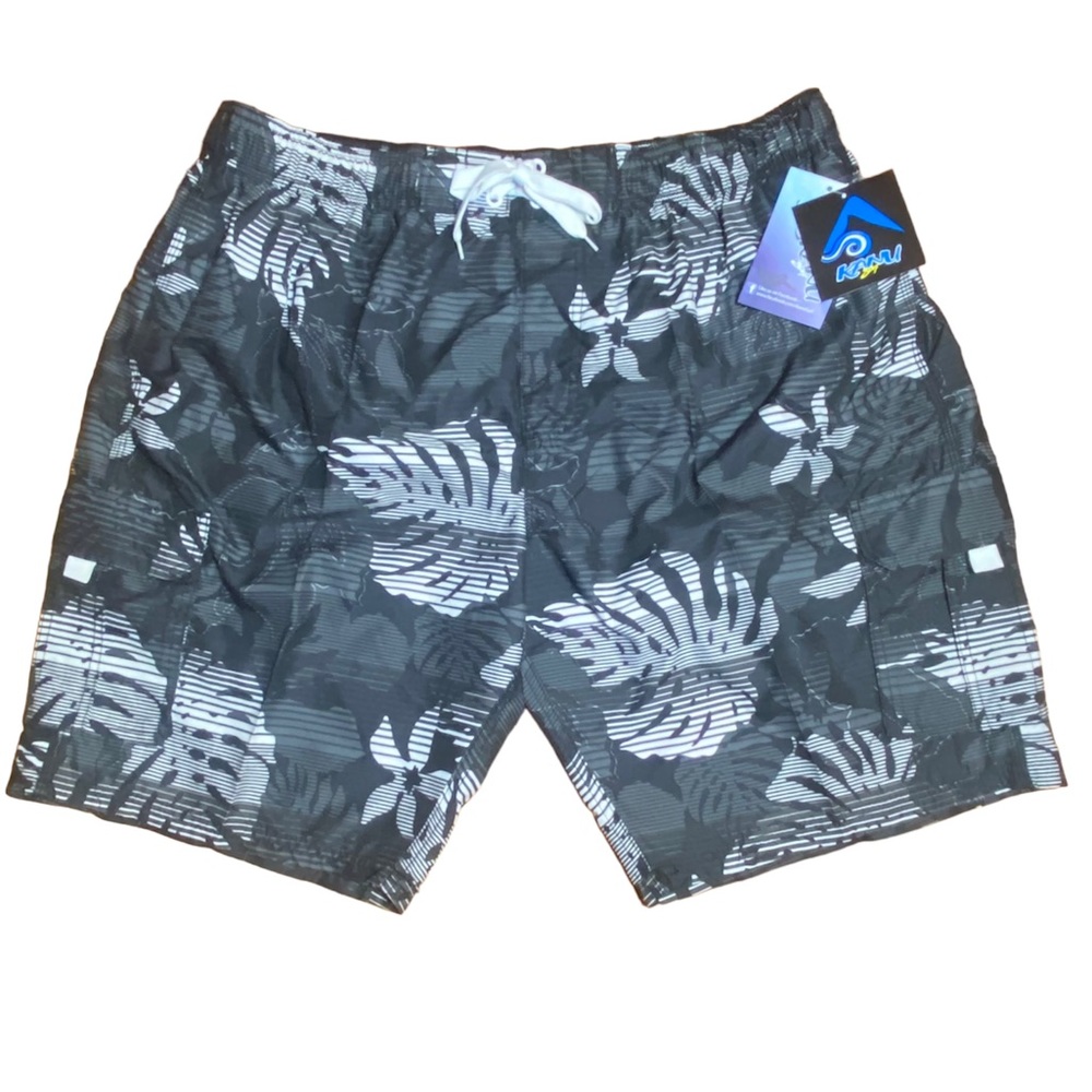 Men’s Kanu Paradise Black and White tropical Board Shorts Size XXL
New with tags